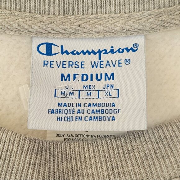 Champion Reverse Weave Oversized Cropped Sweatshirt All-Over Logo Design - Picture 9 of 15